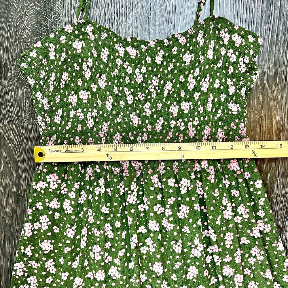 Aeropostle Floral Dress Green Size L Smocked Coquette Cottagecore Milkmaid - Picture 10 of 10